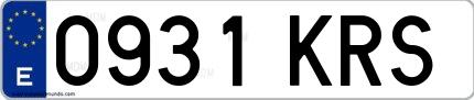 Ejemplo de matrícula española 0931 KRS