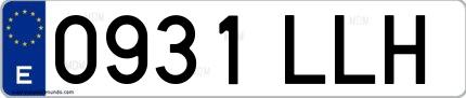 Ejemplo de matrícula española 0931 LLH
