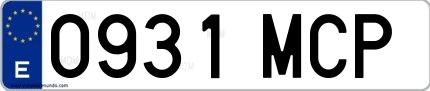 Ejemplo de matrícula española 0931 MCP