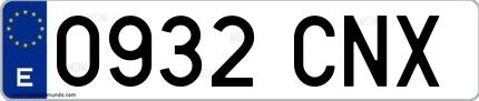 Ejemplo de matrícula española 0932 CNX