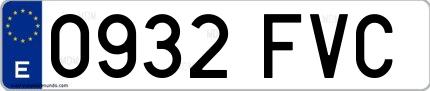 Ejemplo de matrícula española 0932 FVC