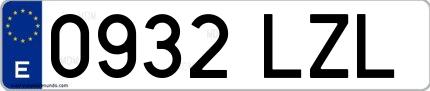 Ejemplo de matrícula española 0932 LZL