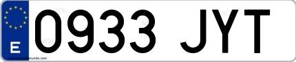 Ejemplo de matrícula española 0933 JYT