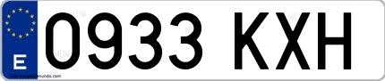 Ejemplo de matrícula española 0933 KXH