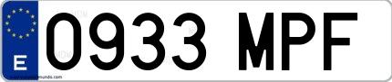 Ejemplo de matrícula española 0933 MPF