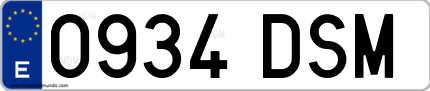 Ejemplo de matrícula de coche ordinaria 0934 DSM