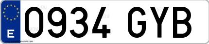 Ejemplo de matrícula española 0934 GYB