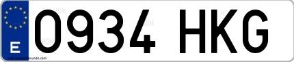 Ejemplo de matrícula española 0934 HKG