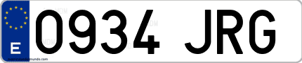 Ejemplo de matrícula de coche ordinaria 0934 JRG