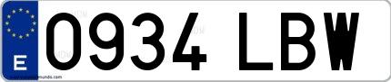 Ejemplo de matrícula española 0934 LBW