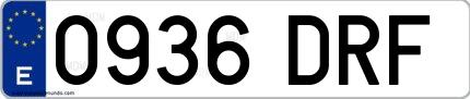 Ejemplo de matrícula española 0936 DRF