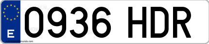 Ejemplo de matrícula de coche ordinaria 0936 HDR