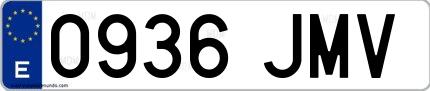 Ejemplo de matrícula española 0936 JMV