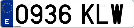 Ejemplo de matrícula de coche ordinaria 0936 KLW
