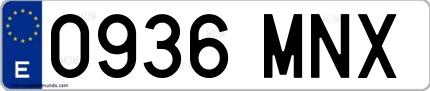 Ejemplo de matrícula española 0936 MNX