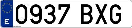 Ejemplo de matrícula española 0937 BXG