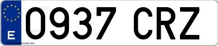 Ejemplo de matrícula española 0937 CRZ