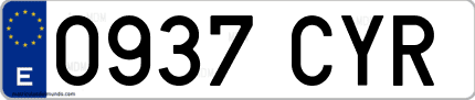 Ejemplo de matrícula de coche ordinaria 0937 CYR