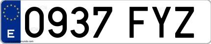 Ejemplo de matrícula española 0937 FYZ