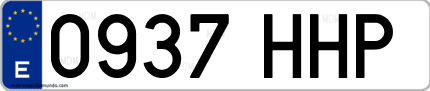 Ejemplo de matrícula de coche ordinaria 0937 HHP