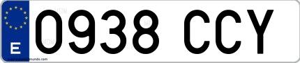 Ejemplo de matrícula española 0938 CCY