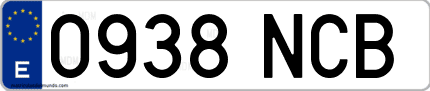 Ejemplo de matrícula de coche ordinaria 0938 NCB
