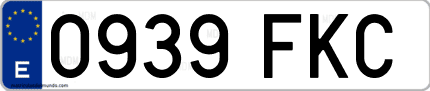 Ejemplo de matrícula de coche ordinaria 0939 FKC