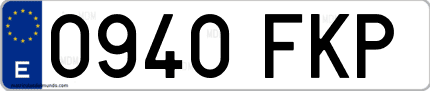 Ejemplo de matrícula de coche ordinaria 0940 FKP