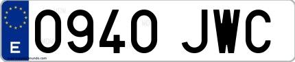 Ejemplo de matrícula española 0940 JWC