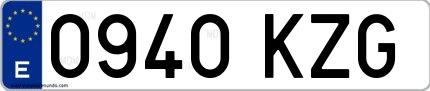 Ejemplo de matrícula española 0940 KZG