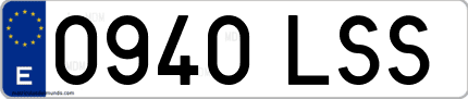 Ejemplo de matrícula de coche ordinaria 0940 LSS