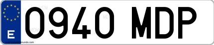 Ejemplo de matrícula española 0940 MDP