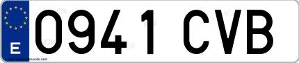 Ejemplo de matrícula española 0941 CVB