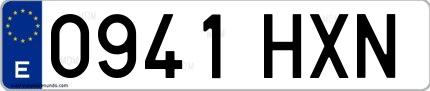 Ejemplo de matrícula española 0941 HXN