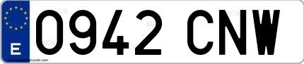 Ejemplo de matrícula española 0942 CNW