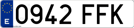 Ejemplo de matrícula de coche ordinaria 0942 FFK
