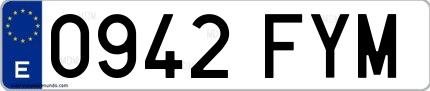 Ejemplo de matrícula española 0942 FYM