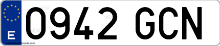 Ejemplo de matrícula de coche ordinaria 0942 GCN
