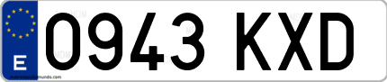 Ejemplo de matrícula de coche ordinaria 0943 KXD