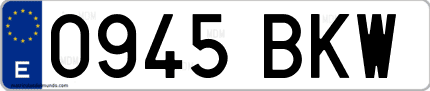 Ejemplo de matrícula de coche ordinaria 0945 BKW