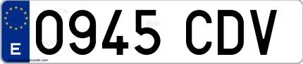 Ejemplo de matrícula española 0945 CDV