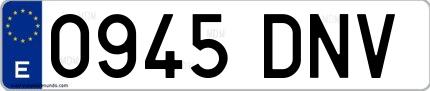 Ejemplo de matrícula española 0945 DNV