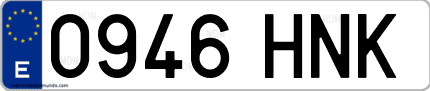 Ejemplo de matrícula de coche ordinaria 0946 HNK