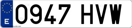 Ejemplo de matrícula española 0947 HVW