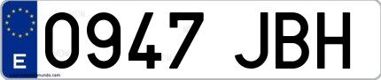 Ejemplo de matrícula española 0947 JBH