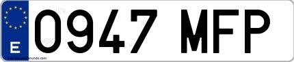Ejemplo de matrícula española 0947 MFP