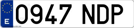 Ejemplo de matrícula de coche ordinaria 0947 NDP