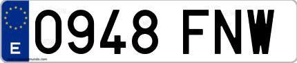 Ejemplo de matrícula de coche ordinaria 0948 FNW