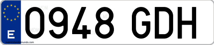 Ejemplo de matrícula de coche ordinaria 0948 GDH