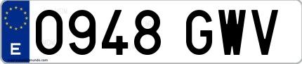 Ejemplo de matrícula española 0948 GWV